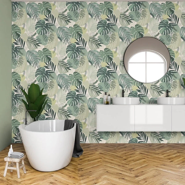 Abstract Jungle Putty Grey - Beige Wallcovering | Brand McKenzie