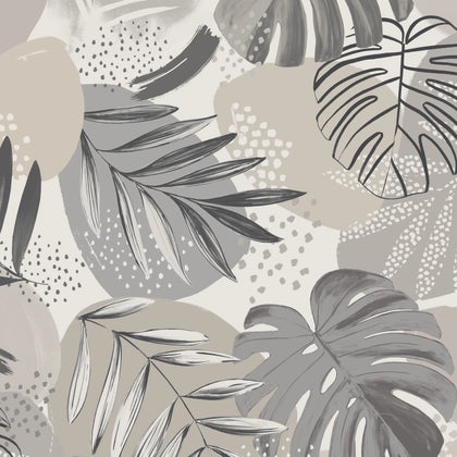 Abstract Jungle Leaf Green - Pale Beige Wallcovering | Brand McKenzie