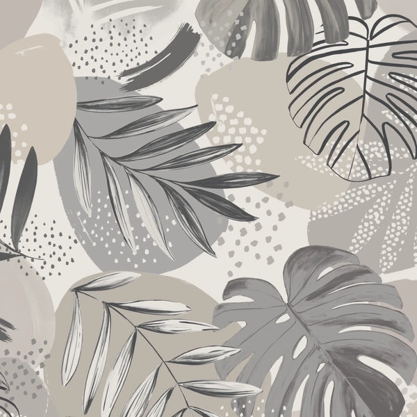 Abstract Jungle Leaf Green - Pale Beige Wallcovering | Brand McKenzie