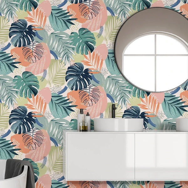 Abstract Jungle Teal Blue (Multicolour) Wallpaper | Brand McKenzie