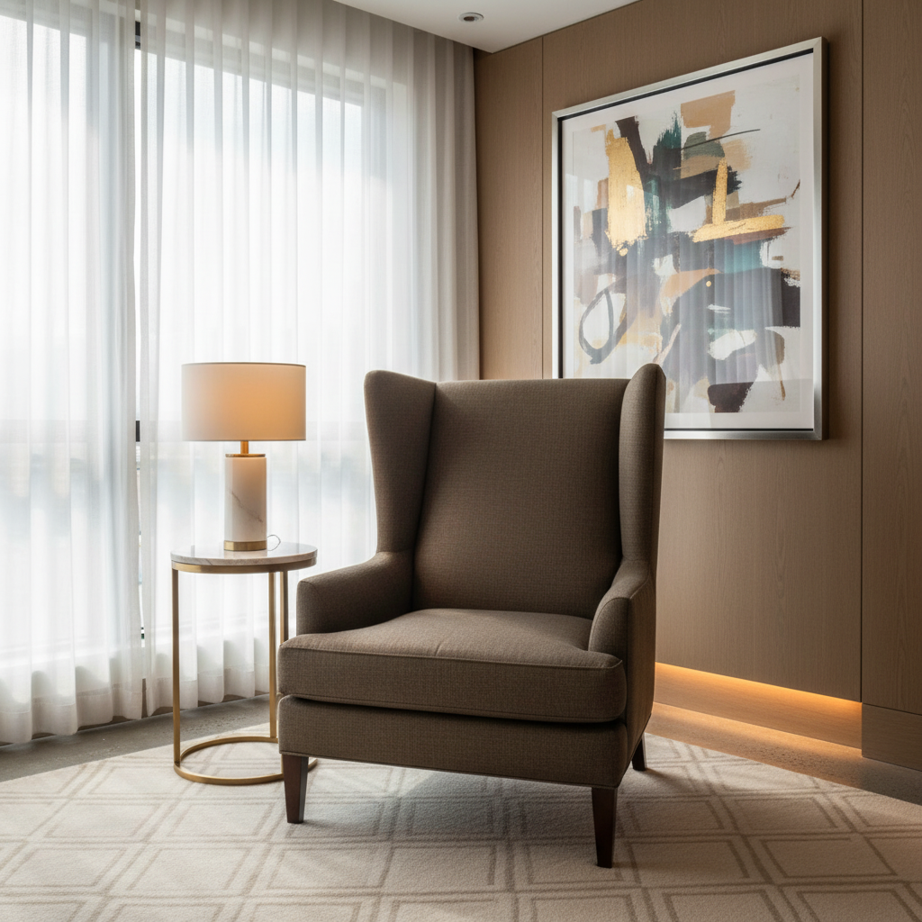 Subtle Velvet Texture Deep Umber Upholstered Chair | Architectural Fabrics