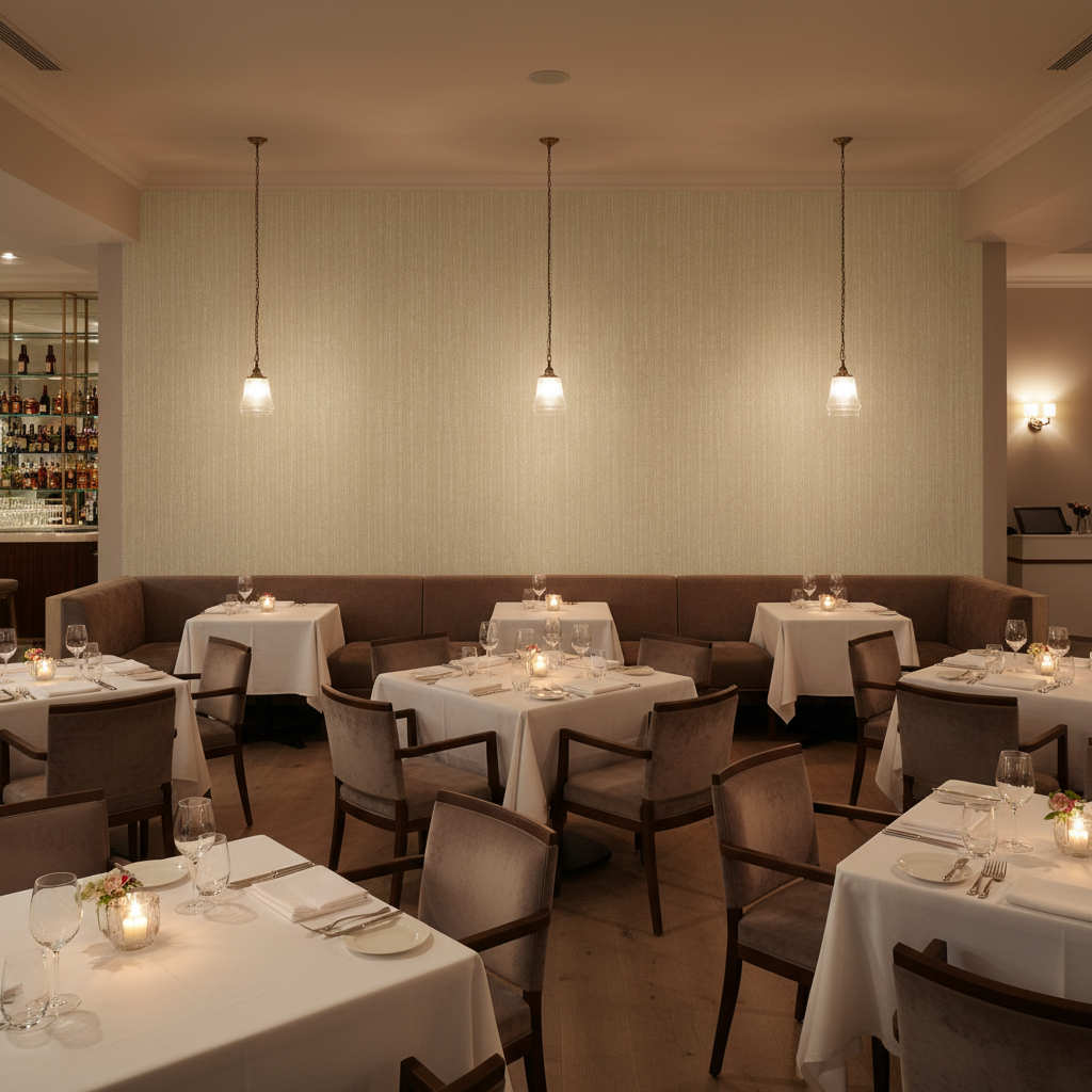 Barnard Type II Vinyl | Hollywood Wallcoverings - Restaurant Dining commercial room setting