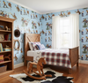 The Original Yeeha 1950's Cowboy - Light Blue Mid-Century Modern | Architectural Wallcoverings - Boys Bedroom Room Setting
