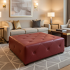 Fine Woven Texture Garnet Red Upholstered Ottoman | Architectural Fabrics