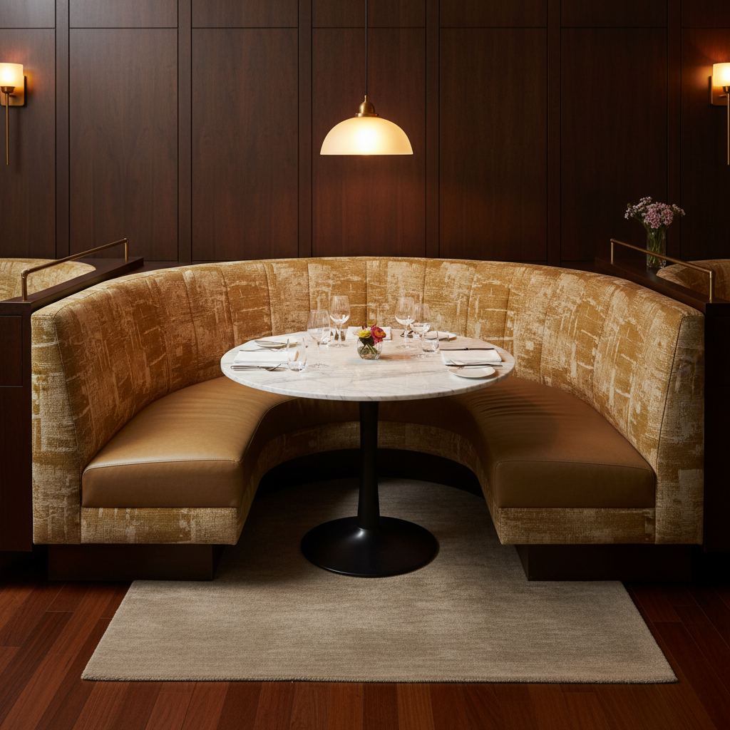 Turf Bay - Mushroom Upholstered Banquette | Architectural Fabrics