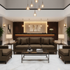 Woven Crosshatch Texture Golden Bronze Upholstered Sofa | Architectural Fabrics