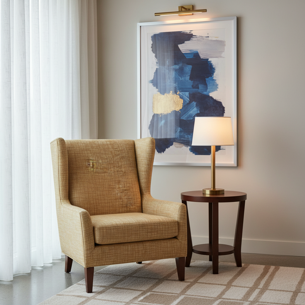 Woven Linear Texture Golden Wheat Upholstered Chair | Architectural Fabrics