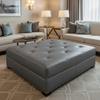 Maya Riviera - Pewter Upholstered Ottoman | Architectural Fabrics