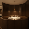 Embossed Reptile Scale Dark Chocolate Upholstered Banquette | Architectural Fabrics