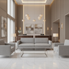 Subtle Woven Texture Cool Silver Upholstered Sofa | Architectural Fabrics