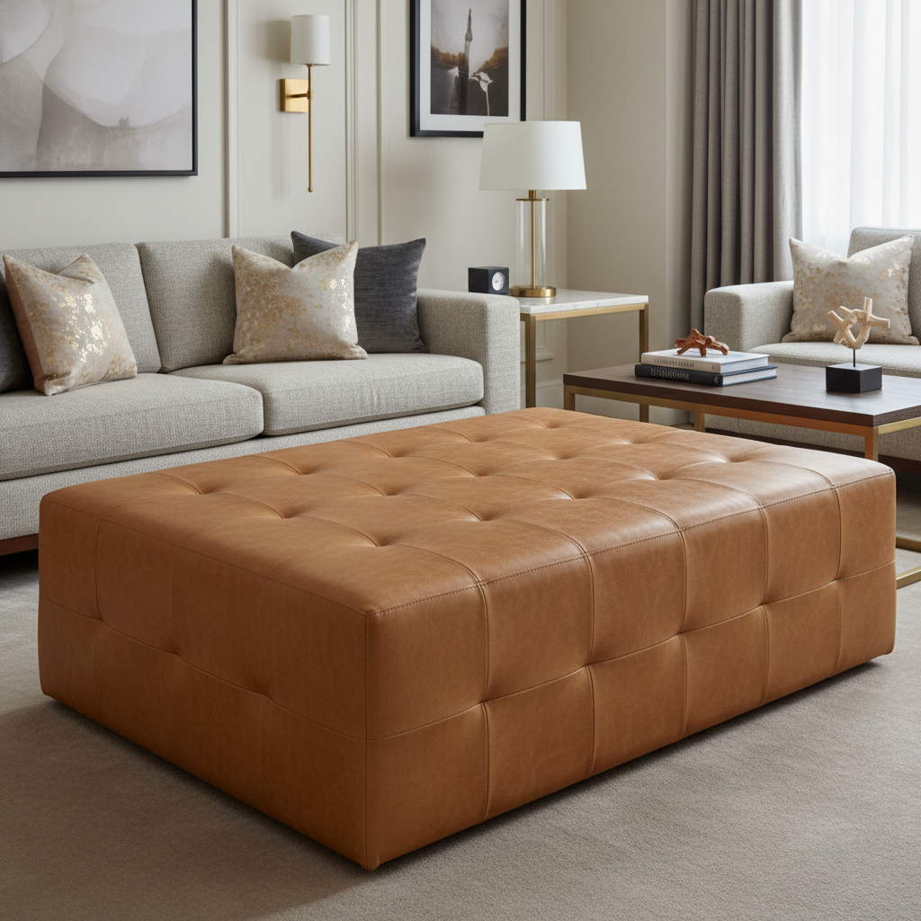 Red Hook - Honeycomb Upholstered Ottoman | Architectural Fabrics