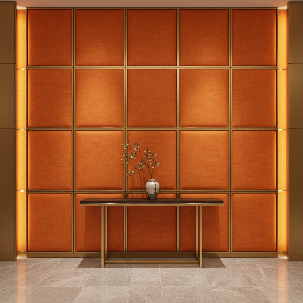 Soper Hole - Orange Upholstered Wall Panel | Architectural Fabrics