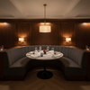 Subtle Woven Texture Dark Graphite Upholstered Banquette | Architectural Fabrics