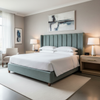 Woven Textile Texture Ocean Teal Upholstered Headboard | Architectural Fabrics