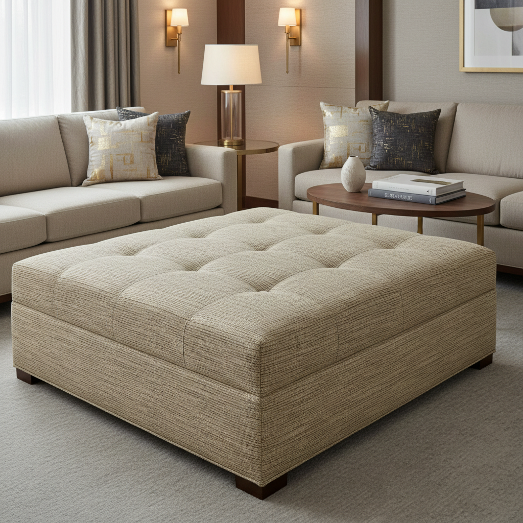 St. Eustatius - Vellum Upholstered Ottoman | Architectural Fabrics