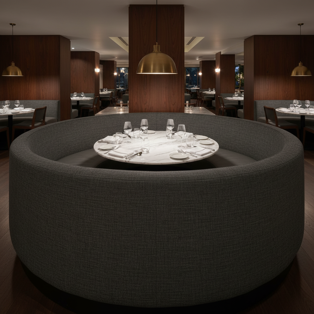 Aspect - Charcoal Weave Performance Polyurethane Upholstered Banquette | Architectural Fabrics