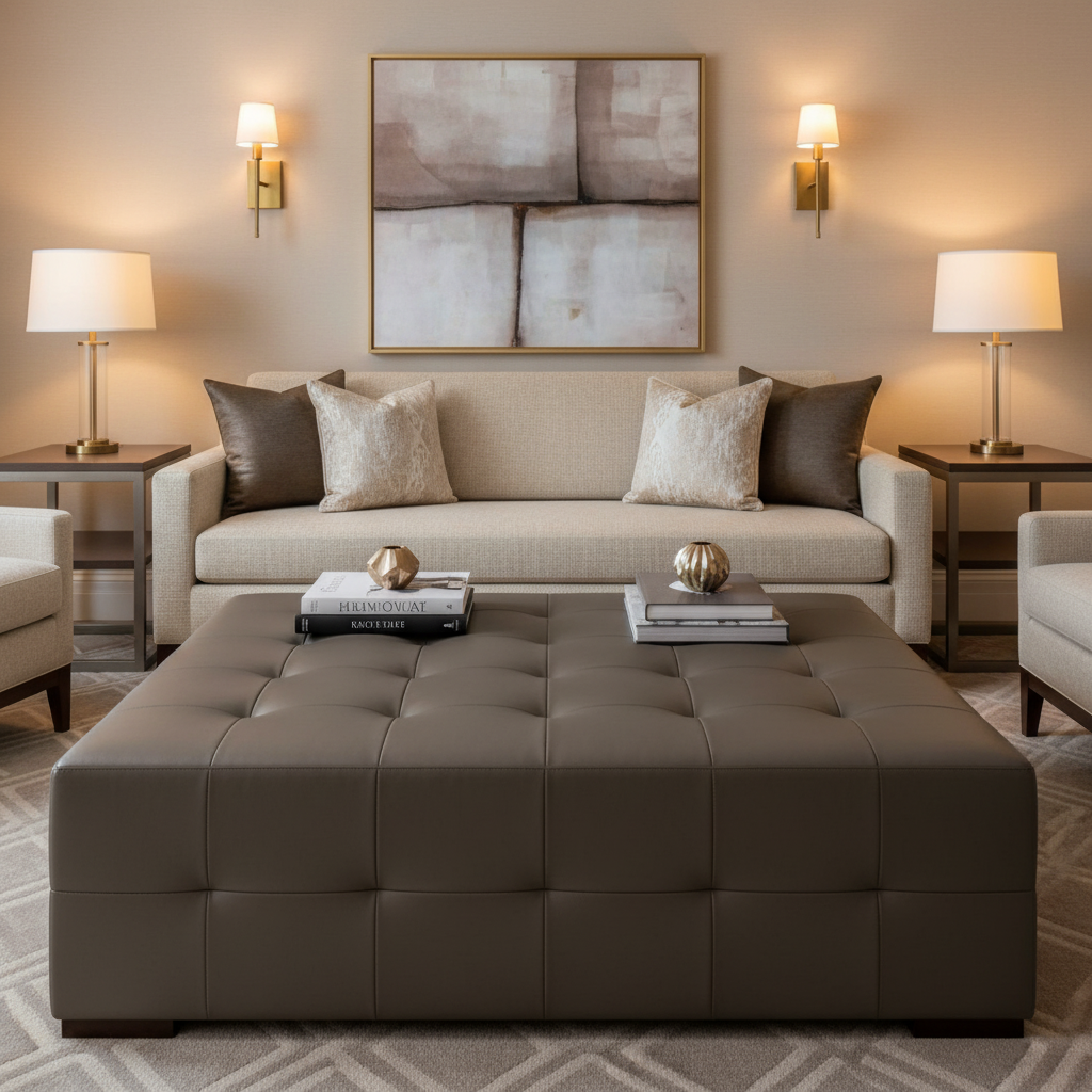Kick Em Jenny - Mink Upholstered Ottoman | Architectural Fabrics