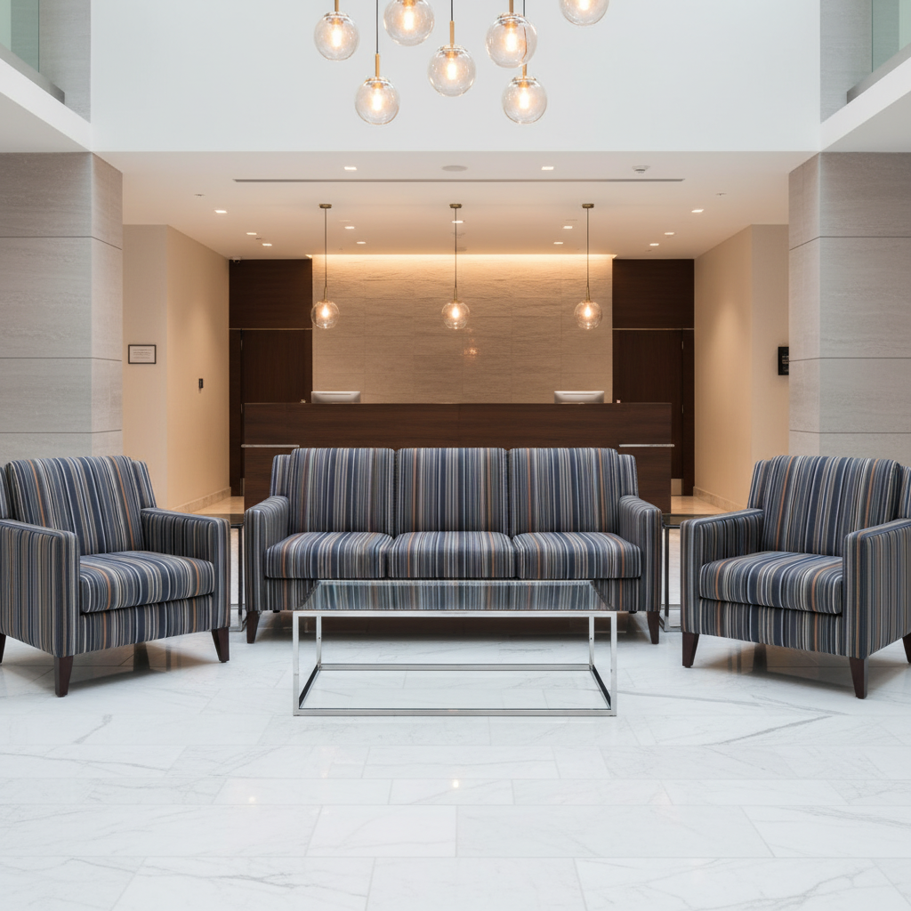 Sandy Point Stripe - Harbor Upholstered Sofa | Architectural Fabrics