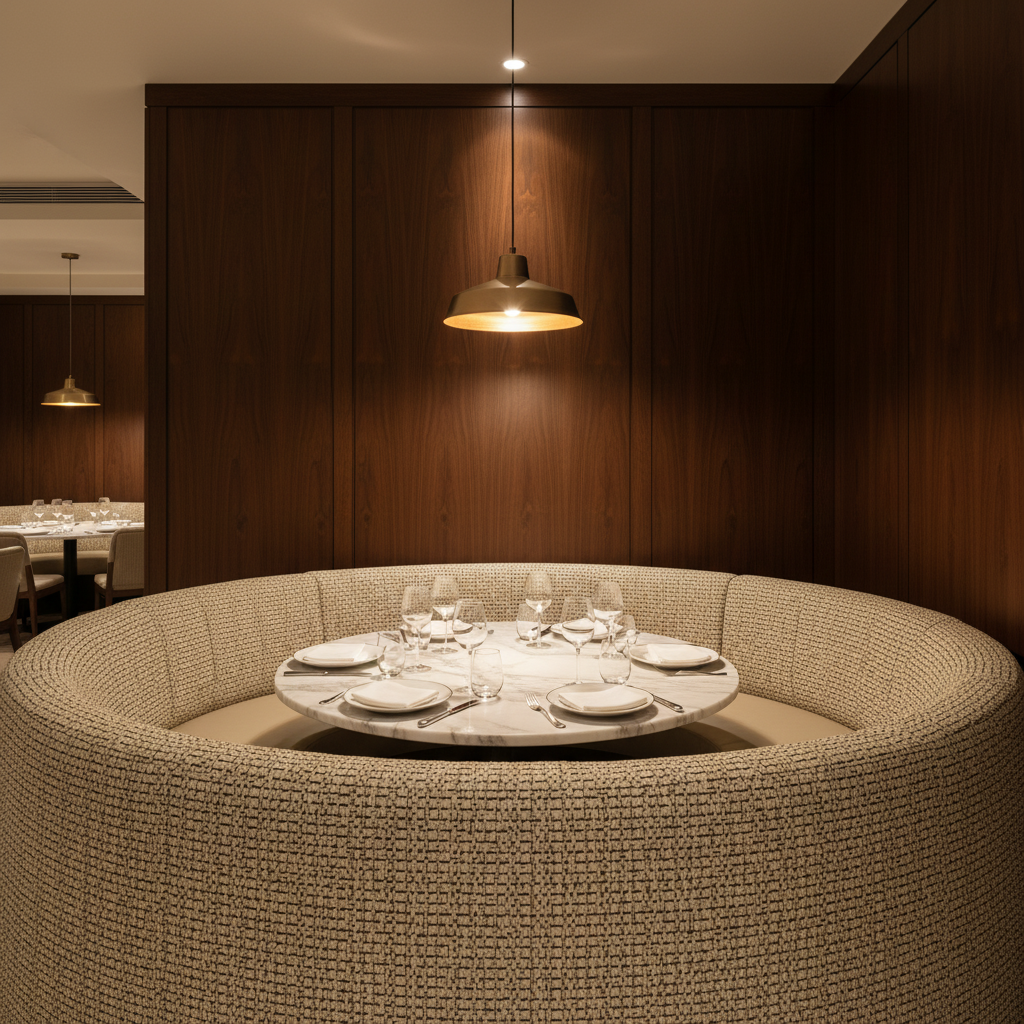 Turks Landing - Cashew Upholstered Banquette | Architectural Fabrics