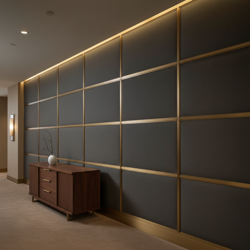 Aspect - Charcoal Weave Performance Polyurethane Upholstered Wall Panel | Architectural Fabrics