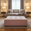Ultrasuede  Tea Rose Pink Upholstered Ottoman | Ultrasuede Upholstery