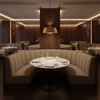 Smooth Pebble Grain Mushroom Taupe Upholstered Banquette | Architectural Fabrics
