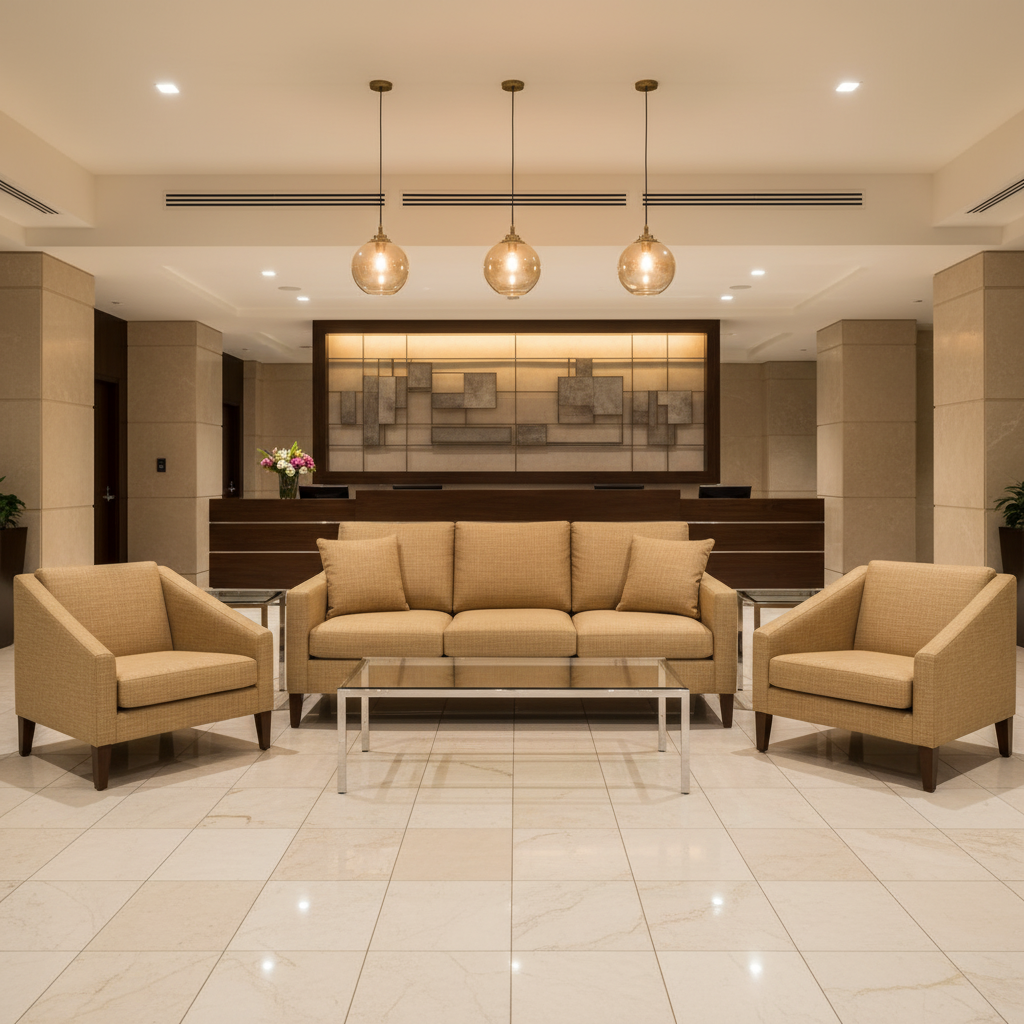 Triangle Reef - Oatmeal Upholstered Sofa | Architectural Fabrics