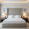 Smooth Pebble Grain Pale Stone Upholstered Headboard | Architectural Fabrics