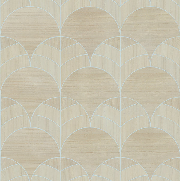 Sands Point-Putty Wood Veneer Wallcovering | Phillipe Romano