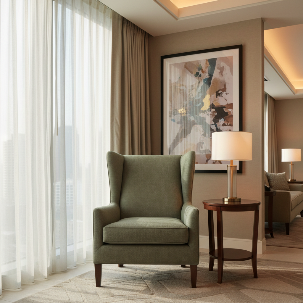 Subtle Textured Matte Soft Olive Upholstered Chair | Architectural Fabrics