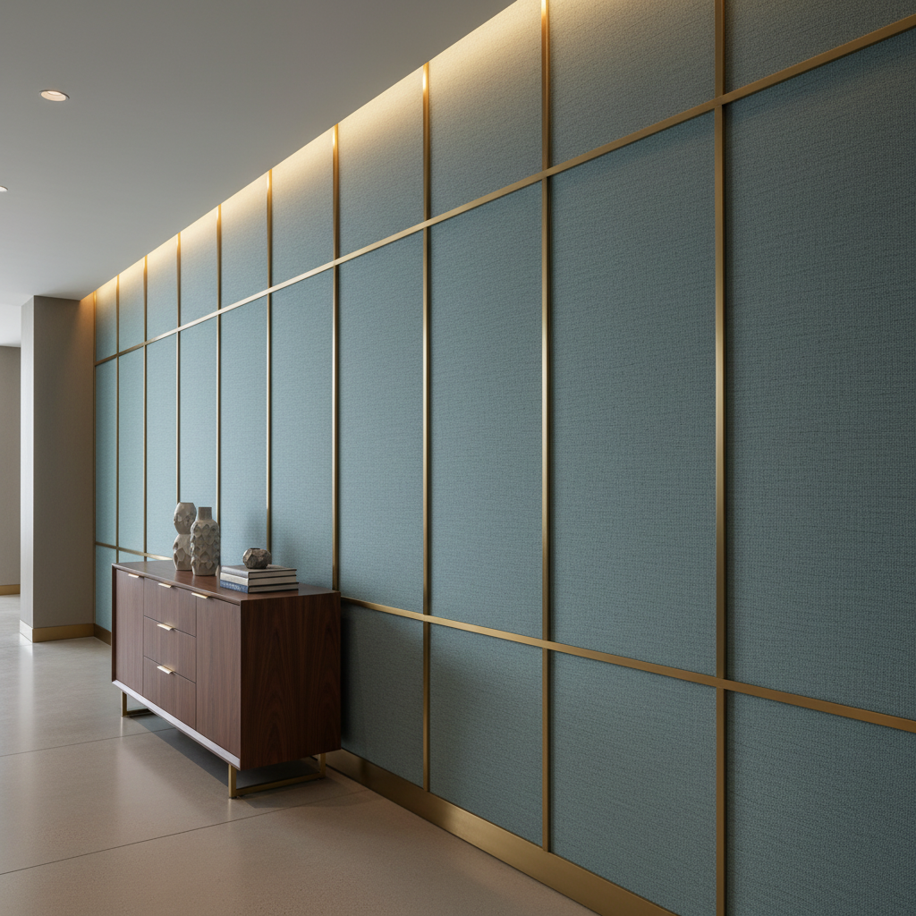 Fine Woven Texture Dusty Teal Upholstered Wall Panel | Architectural Fabrics