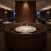 Embossed Reptile Skin Dark Chocolate Upholstered Banquette | Architectural Fabrics