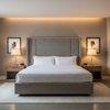 Chevron Woven Texture Slate Linen Upholstered Headboard | Architectural Fabrics