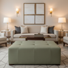 Smooth Matte Texture Dusty Olive Upholstered Ottoman | Architectural Fabrics