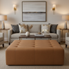 Smooth Pebble Grain Warm Cognac Upholstered Ottoman | Architectural Fabrics
