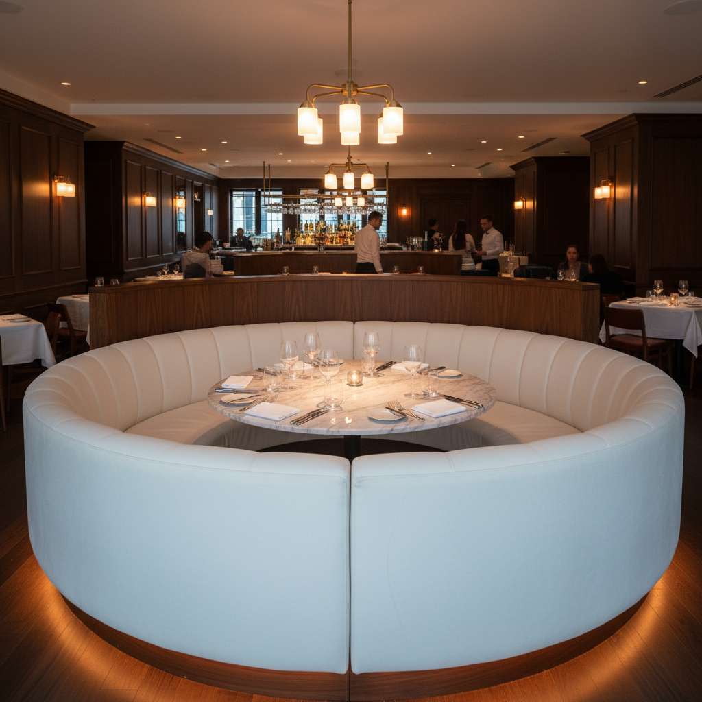 Ultrasuede  Polar White White Upholstered Banquette | Ultrasuede Upholstery