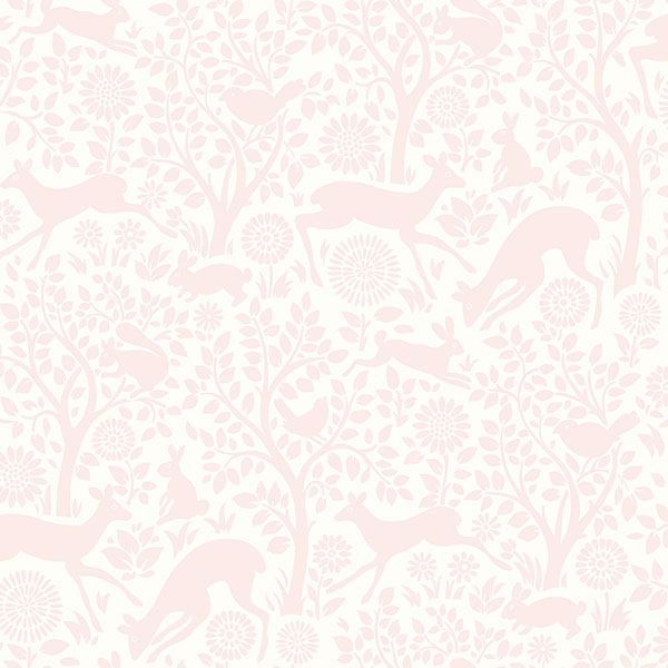Anahi Light Pink Forest Fauna | Jeffrey Stevens Wallcovering