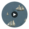 Andrew Blue Ships Wallcovering Circular Swatch | LA Walls