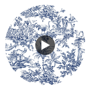 Antilles Toile Fabrics (af15171) – Navy | Thibaut Circular Swatch | Thibaut
