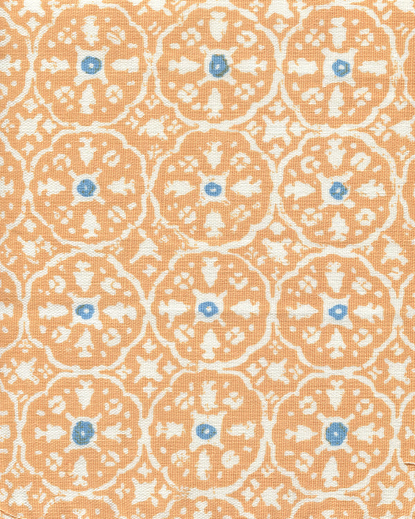 Nitik Ii Apricot Bali Blue Screen Printed - Pale Beige Fabric | China Seas