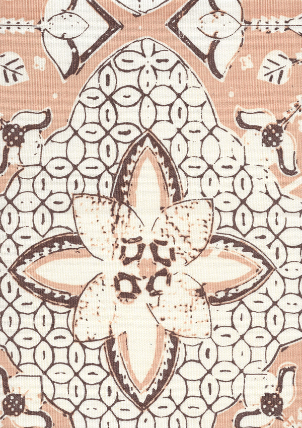 New Batik Apricot Brown on Tint Screen Printed Fabric | China Seas