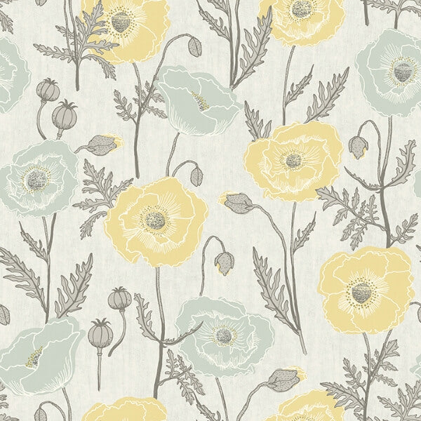 Aqua Poppy Field Peel and Stick Wallcovering | Jeffrey Stevens