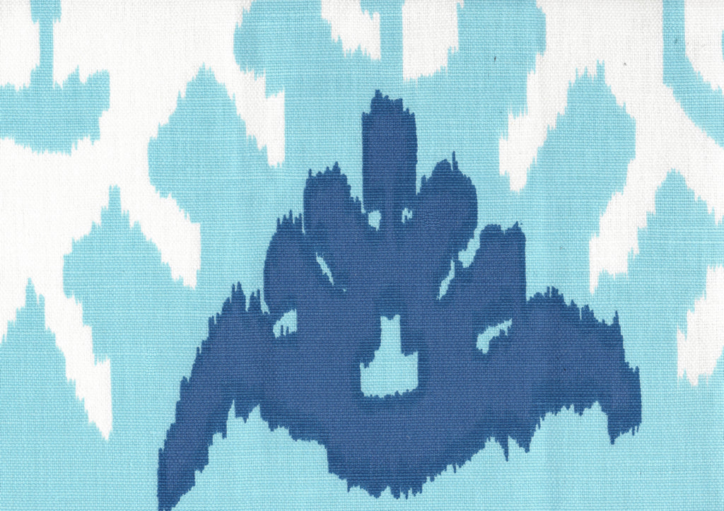Kazak, Aqua Royal Blue on White