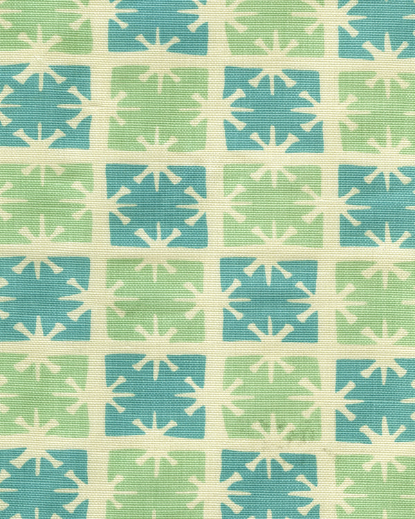 Georgia Small Scale Aqua Turquoise on Tint Screen Printed Fabric | China Seas