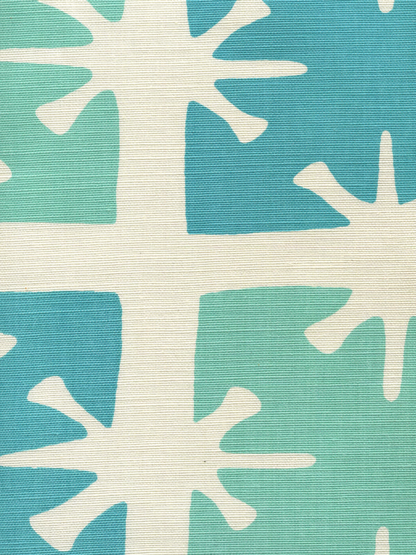 Georgia Large Scale Aqua Turquoise Screen Printed Fabric | China Seas