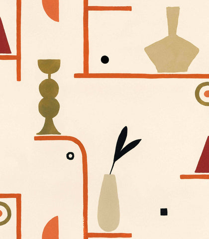 Archaeological Forms Beige Wallcovering | Tres Tintas
