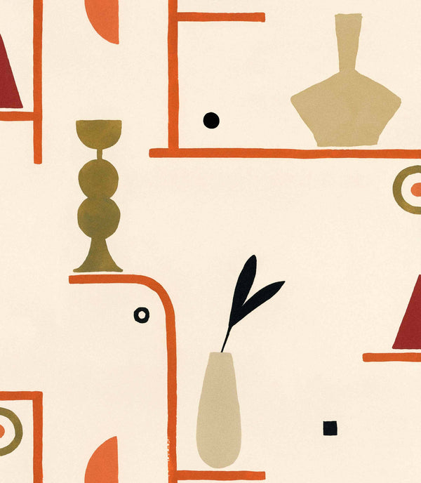 Archaeological Forms Beige Wallcovering | Tres Tintas