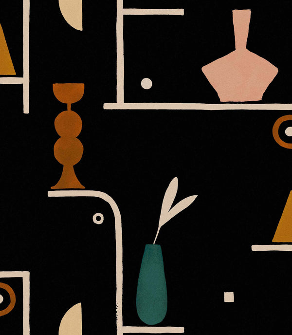 Archaeological Forms Black Wallcovering | Tres Tintas