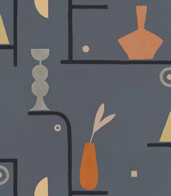Archaeological Forms Blue Wallcovering | Tres Tintas