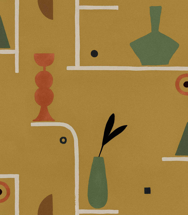 Archaeological Forms Ocher Wallcovering | Tres Tintas